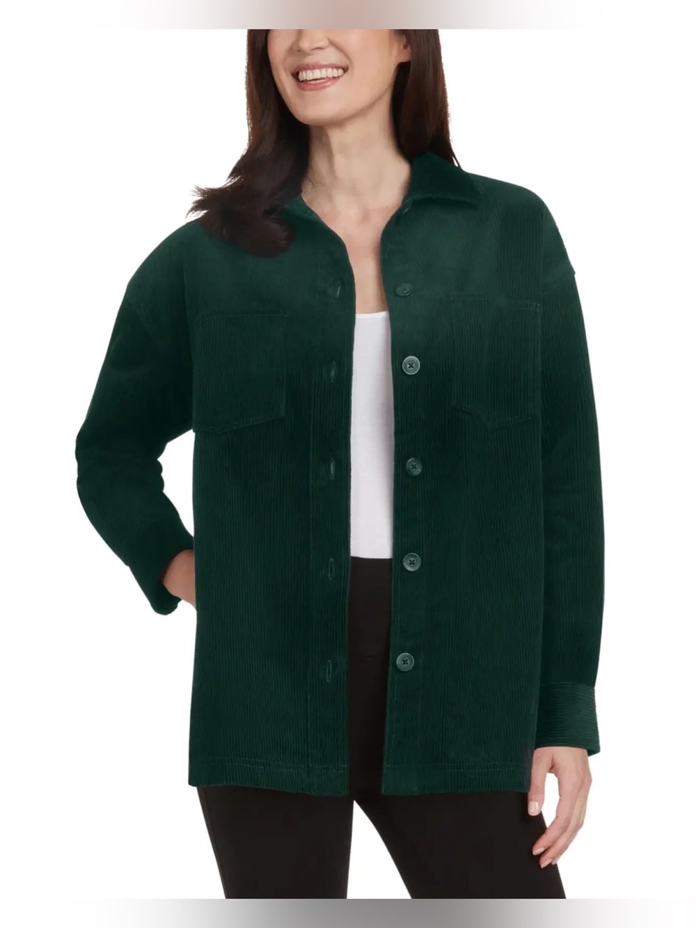 Matty M Forest Green Women’s Corduroy Shirt Jacket 💚 Large NWT